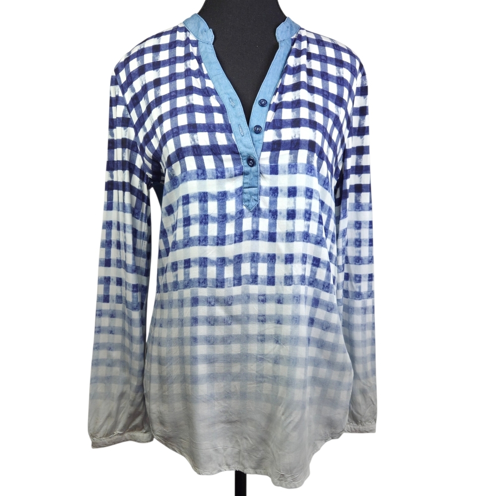 Desigual Ombre Checkered Blouse With Lace Size Med